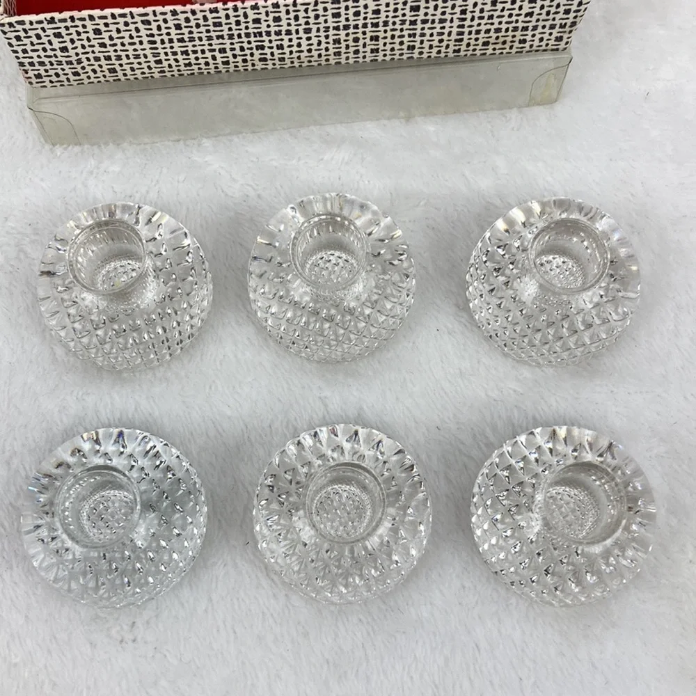 Petite Clear Glass Tapered Candle Holder Set of 6